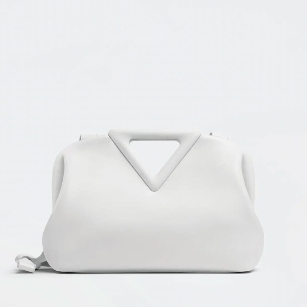 Bottega Veneta BV Triangle Leather Bag – White – Authentic